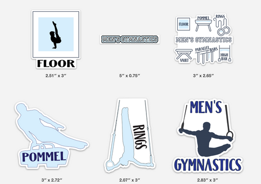 6 Piece Men's Gymnastics Sticker Pack