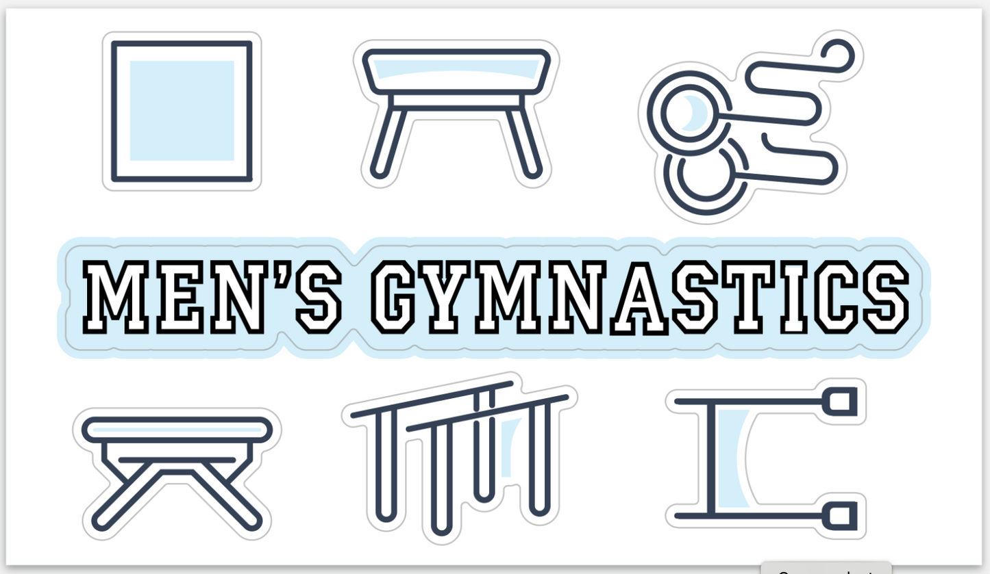 Men’s Gymnastics Events Sticker Sheet – Waterproof 5" x 7" (7 Stickers)