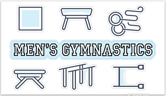 Men’s Gymnastics Events Sticker Sheet – Waterproof 5" x 7" (7 Stickers)